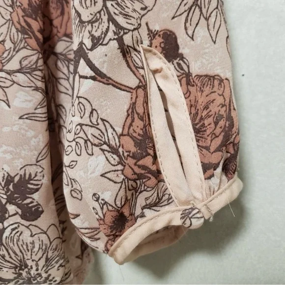 Altar’d State blouse light pink floral baby doll tiered peplum long slee… - Picture 6 of 8